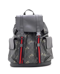 Pre-Owned Gucci Large Double Pocket Buckle Backpack Printed Gg Coated Canvas
