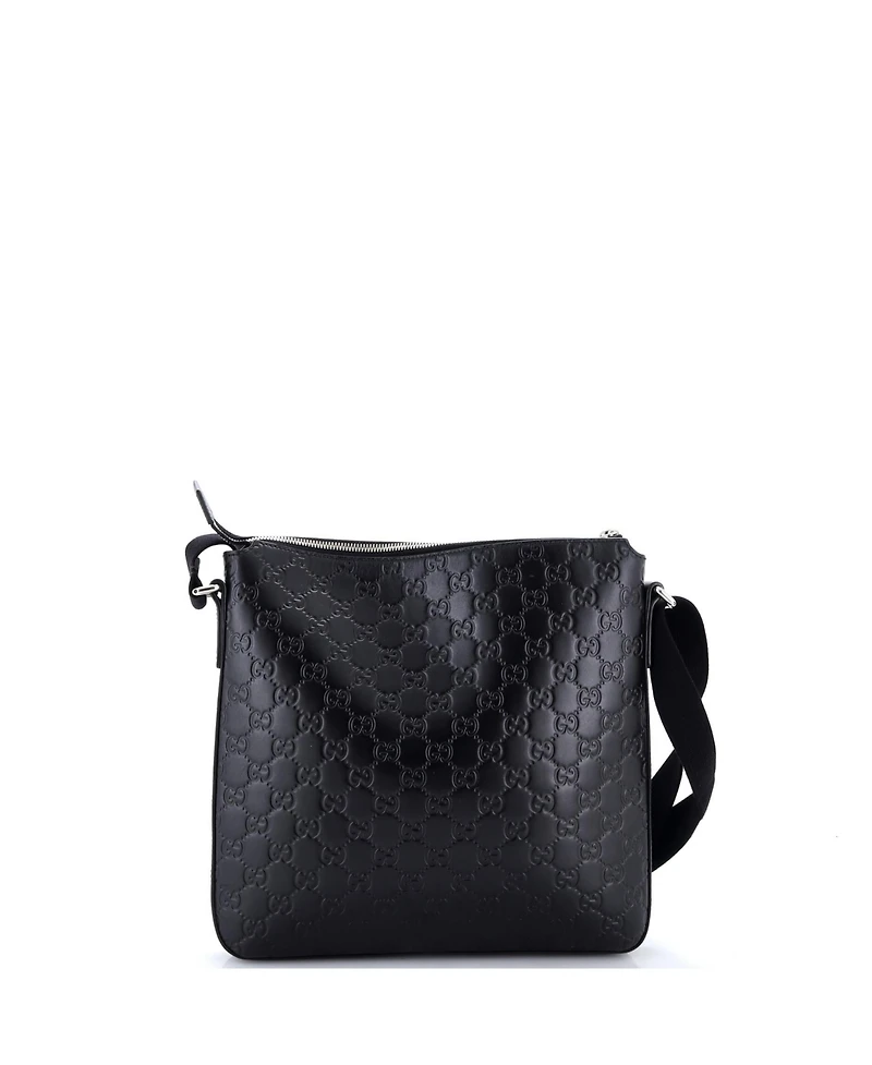 Pre-Owned Gucci Medium Signature Zip Messenger Bag Guccissima Leather