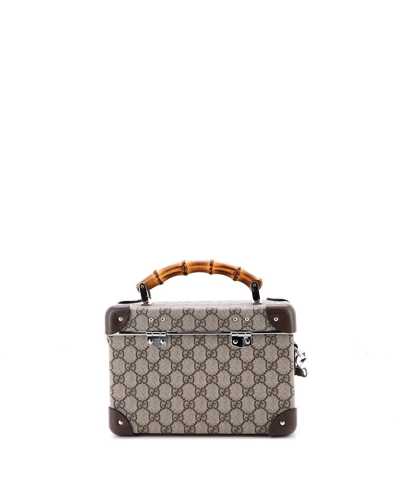 Pre-Owned Gucci Bamboo Globe-Trotter Vanity Case Gg Coated Canvas