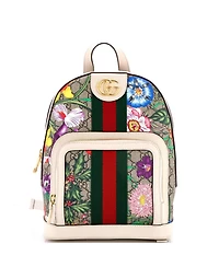 Pre-Owned Gucci Small Ophidia Backpack Flora Gg Coated Canvas and Leather