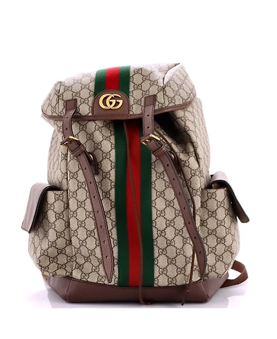 Pre-Owned Gucci Medium Ophidia Flap Backpack Gg Coated Canvas