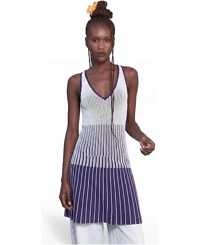 Desigual Women's Fit & Flare Striped Sleeveless Sweater Dress