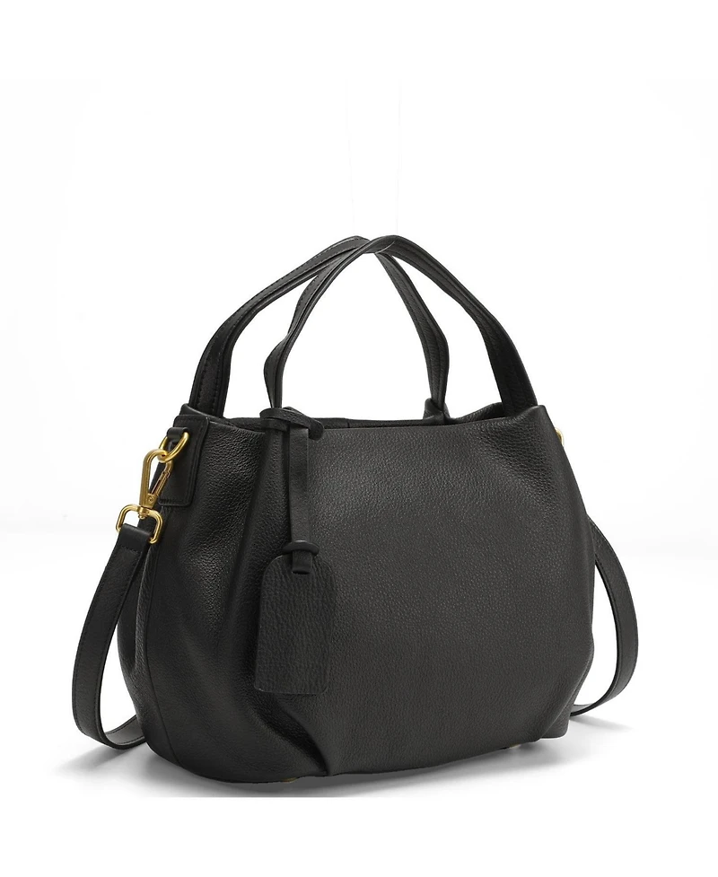 Susu Vale Genuine Leather Slouchy Satchel Bag for Women, Soft Top Handle Shoulder Purse, Everyday Crossbody Handbag with Adjustable Strap