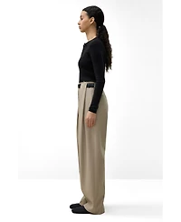 Lilysilk Women's Box Pleated Silk-Wool Trouser