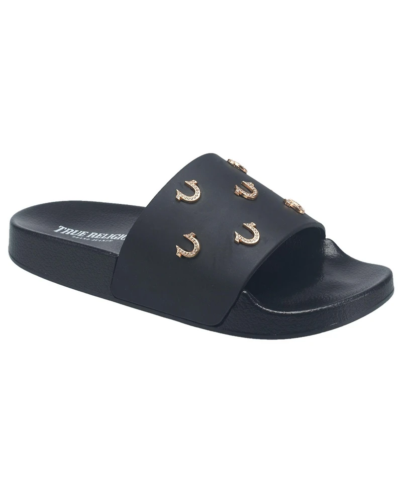 True Religion Little Girls Kash Bling Horseshoe Logo Slide