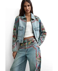 Desigual Women's High-Rise Wide-Leg Floral-Print Jeans
