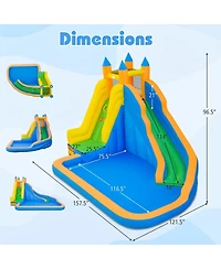 Sugift 3-in-1 Inflatable Water Slide with Climbing Wall, 157.5"L x 121.5"W x 96.5"H, Ages 3-10