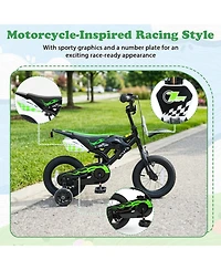 Sugift 12" Kids Bike Motorcycle-Inspired with Detachable Training Wheels, Ages 3-4
