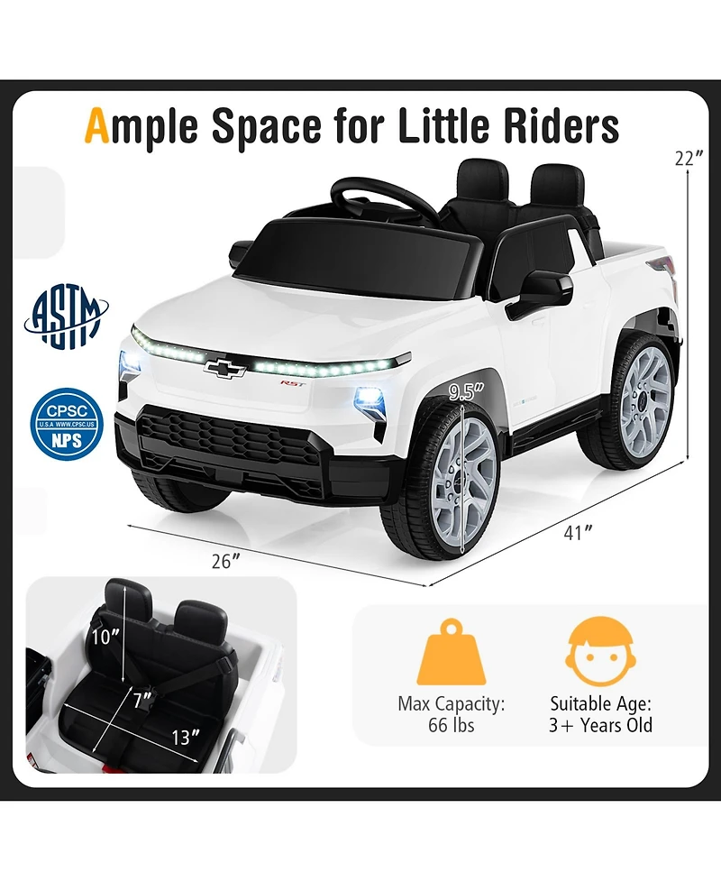 Sugift 12V Ride-On Truck with Remote Control, Led Lights & Rear Storage, Ages 3-8