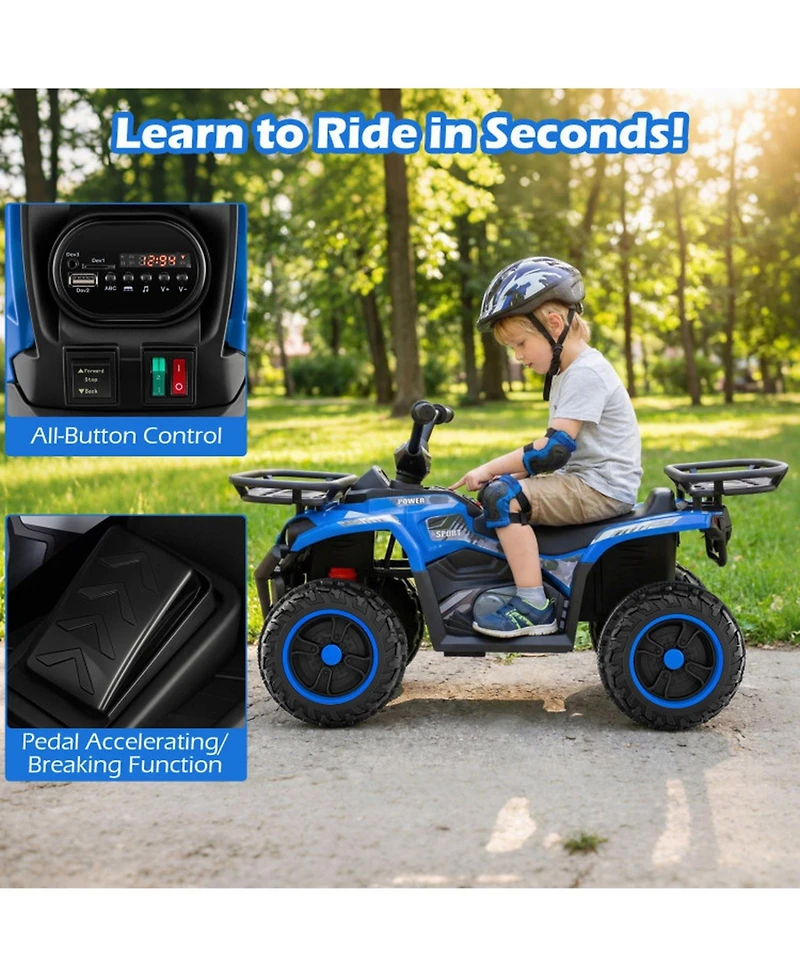 Sugift 24V Electric Ride-On Quad with Led Headlights, Ages 3-8