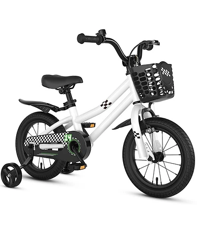 Sugift 14 in Kids Bike with Helmet Protective Set Dual Brakes Adjustable Seat and Handlebar