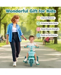Sugift Toddler Tricycle with Limited Steering, Front and Rear Baskets, and Bell, Ages 3-5