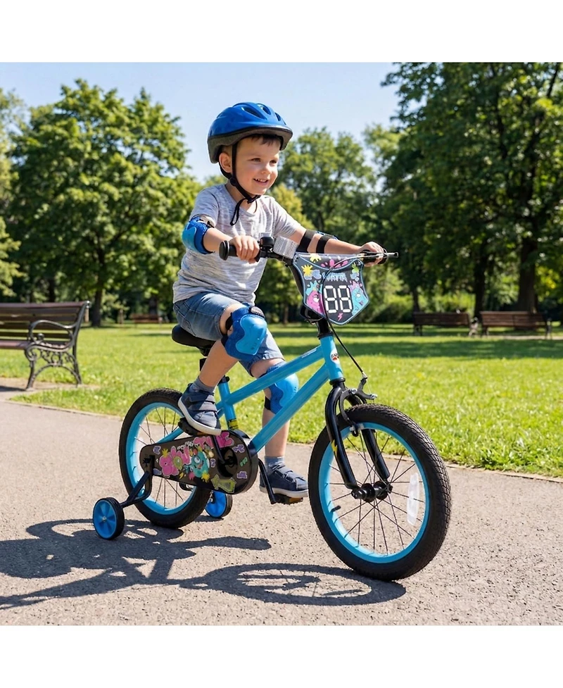 Sugift 16" Kids' Bike with Detachable Training Wheels and Adjustable Saddle, Ages 3-8