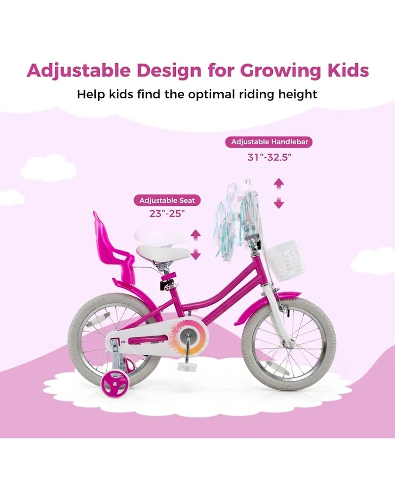 Sugift Kids 16" Bike with Training Wheels and Dual Brake System, Ages 3-7