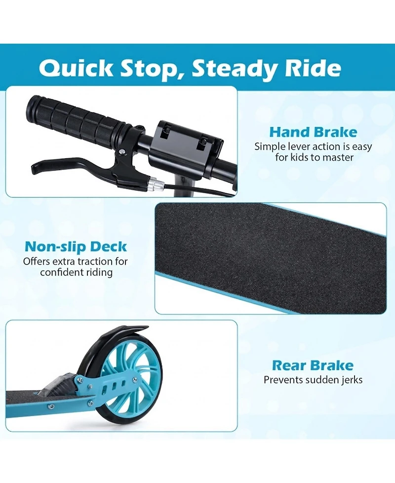 Sugift Foldable Kick Scooter for Kids Teens Adults Age 8+ with 8in Light-up Wheels and 4-Level Handlebar