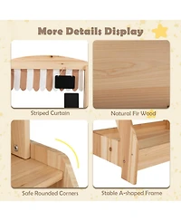 Sugift 2-in-1 Wooden Mud Kitchen and Market Stand 25-Piece Playset, Ages 3+