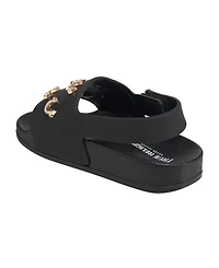 True Religion Toddler Girls 5-10 Kash Bling Horseshoe Logo Slide