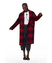 Desigual Women's Plaid Long Wool-Blend Coat