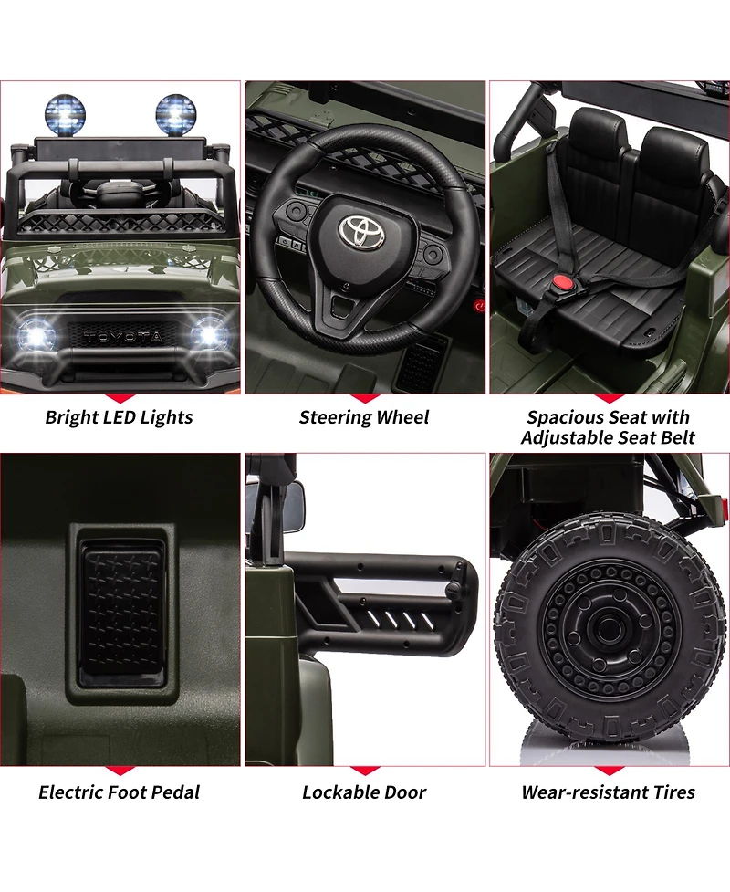 homfan Licensed Toyota Electric Ride On Truck with Remote Control and Led Lights, Up to 66 lbs, Ages 3+