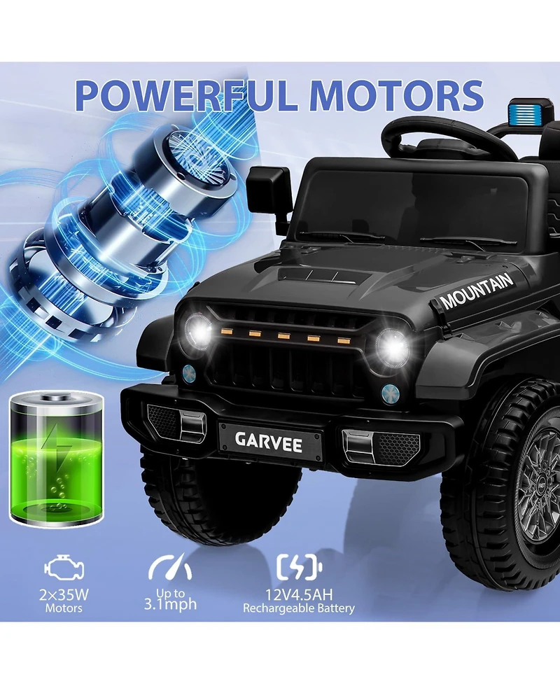 homfan 12V Twin-Motor Remote-Control Rechargeable Ride-On Truck, 66 lbs Capacity, Ages 3–5