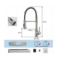 Busdays Brushed Nickel Kitchen Faucet with Pull Down Sprayer 1 Handle for 1 or 3 Hole Farmhouse Camper Laundry Rv Wet Bar Sink Stainless Steel