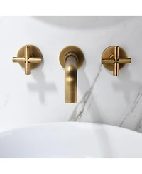 Busdays Wall Mounted Bathroom Faucet with Pop Up Drain for Sink Without Overflow