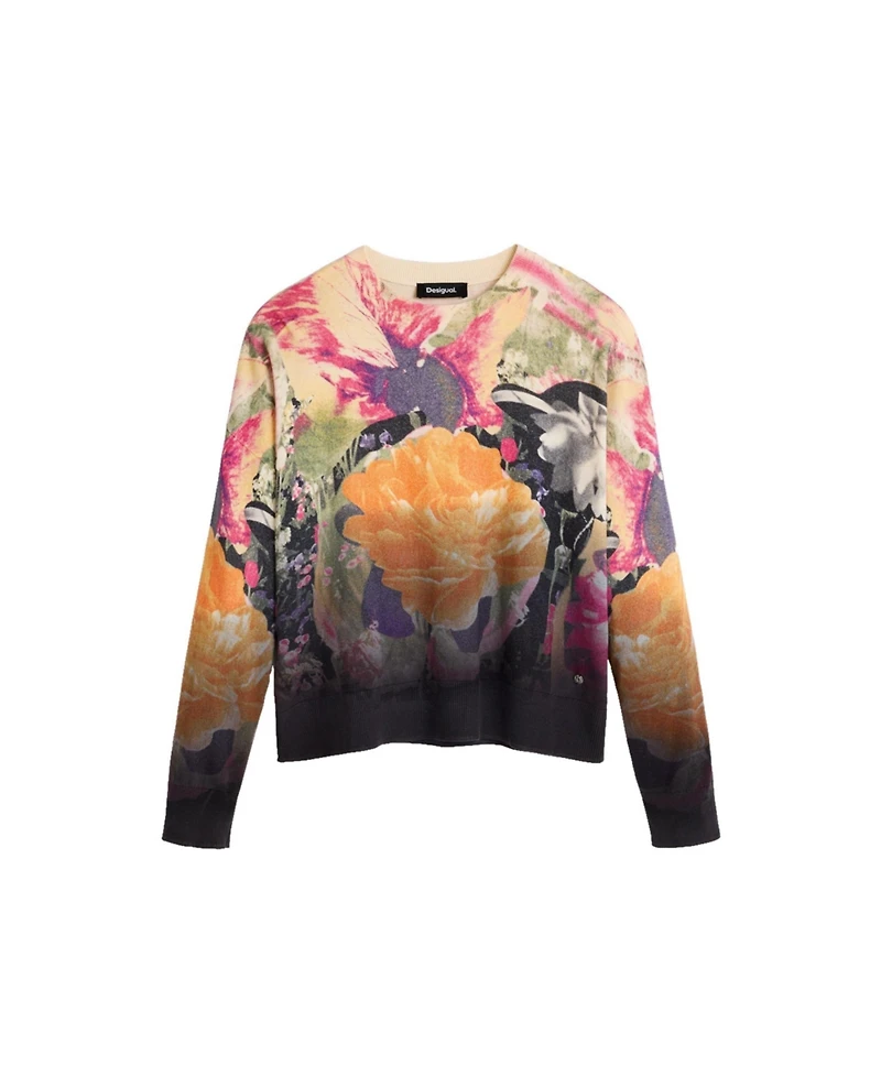 Desigual Women's Lacroix Floral-Print Long-Sleeve Sweater