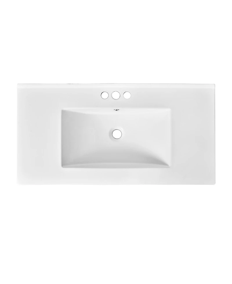 Busdays 36 Inch Ceramic Bathroom Sink Vanity Top Only Single Basin 3 Pre Drilled Faucet Holes
