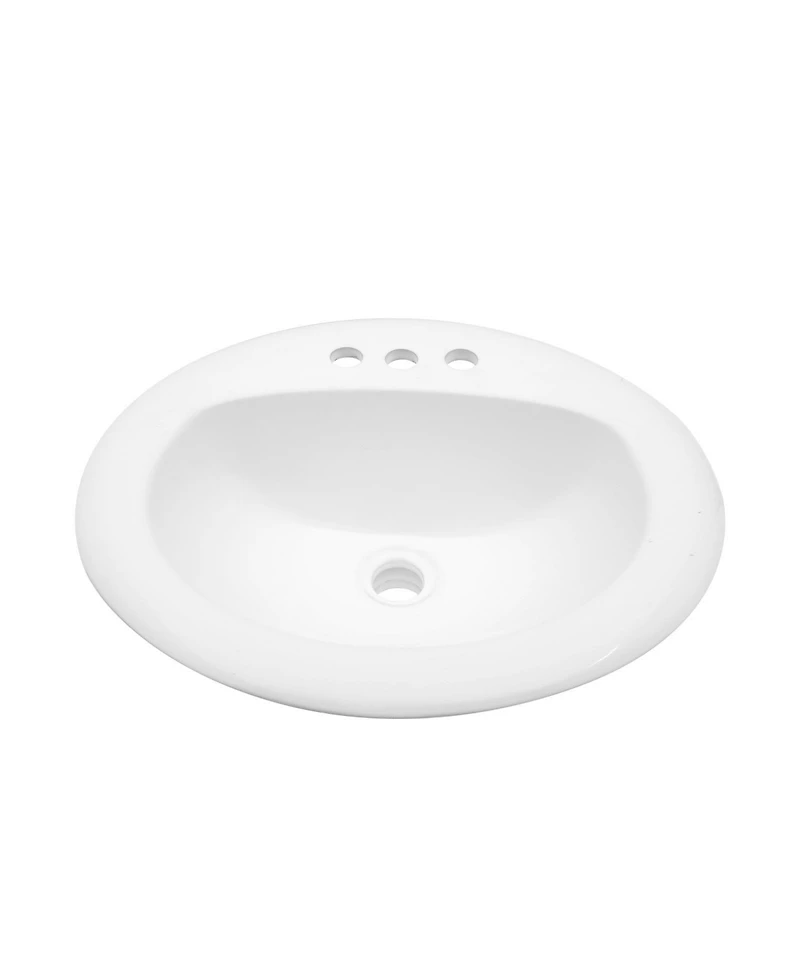Busdays 20.3 x 18 Inch Porcelain Drop In Bathroom Sink Ceramic Vitreous Above Counter Vanity Lavatory 3 Hole Vessel Basin