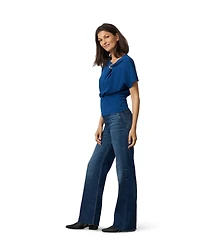 Cable & Gauge Women's Asymmetrical Metal Ring Dolman Top