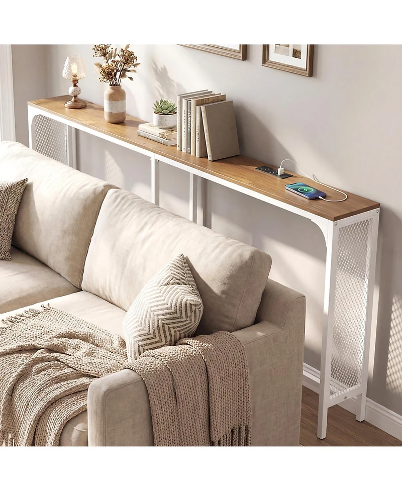 Slickblue Narrow 71" Console Table with Power Outlet for Small Rooms