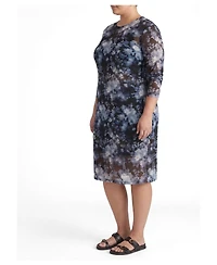Universal Standard Plus Thames Fog Sheer Mesh Floral Dress