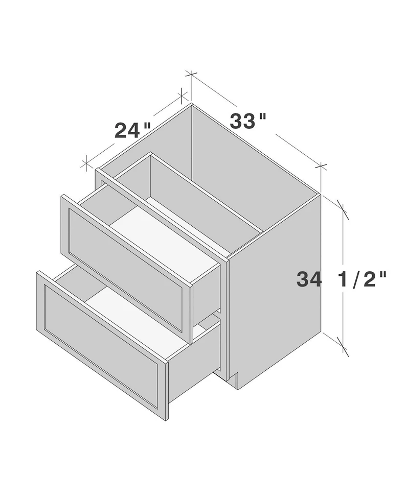 Boyel Living 33 Inch 2-Drawers Base Cabinets Kitchen Cabinets, Solid Wood Frame, Soft-Close Slides and Hinges