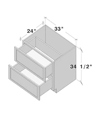 Boyel Living 33 Inch 2-Drawers Base Cabinets Kitchen Cabinets, Solid Wood Frame, Soft-Close Slides and Hinges