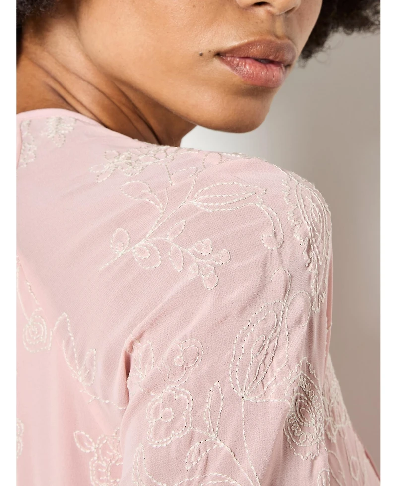 Apricot Women's Paisley Embroidered Boho Dress