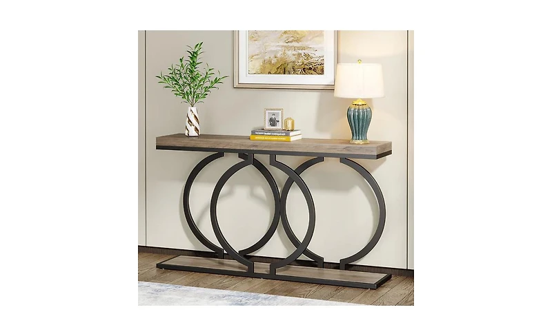 Slickblue Narrow Console Table with Geometric Metal Frame