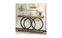 Slickblue Narrow Console Table with Geometric Metal Frame