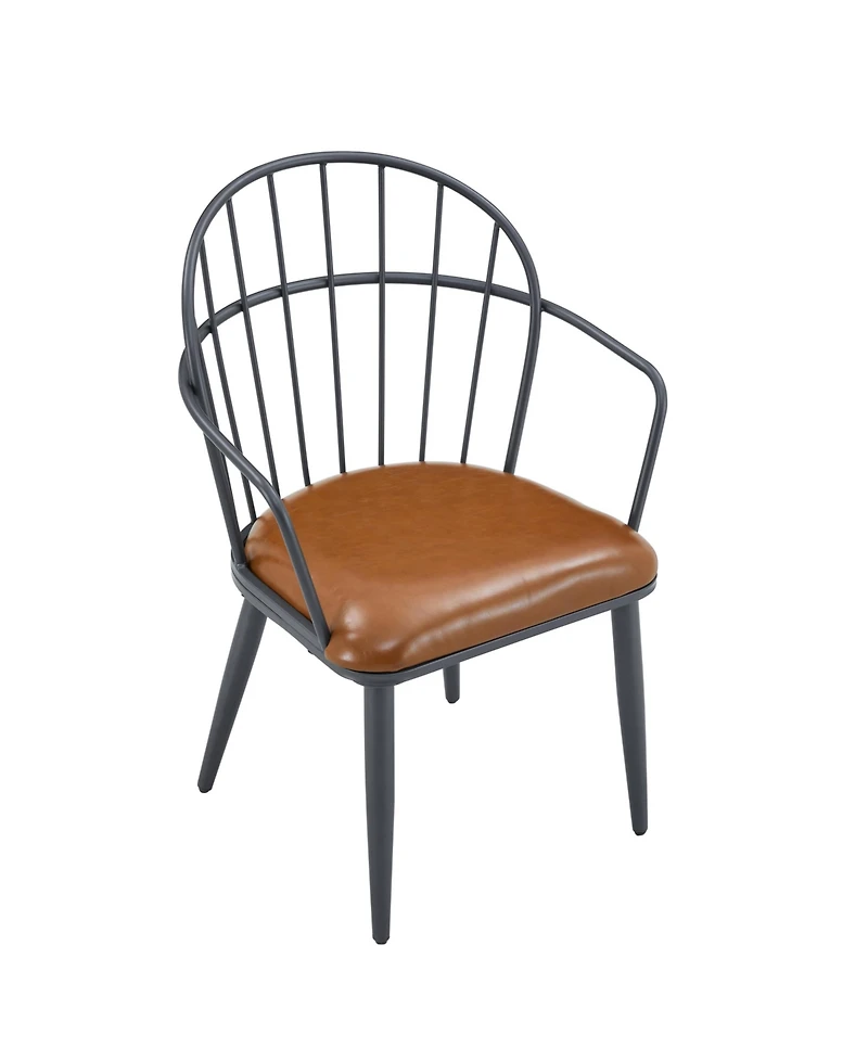 Boyel Living 2-Piece Dining Chairs, Pu Leather Upholstered Seat and Back, Industrial Metal Leg Kitchen Chairs