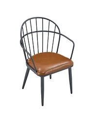 Boyel Living 2-Piece Dining Chairs, Pu Leather Upholstered Seat and Back, Industrial Metal Leg Kitchen Chairs
