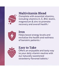 BioSchwartz Bariatric Multivitamin with Iron Chewable Tablets, 60 Count, 30-Day Supply, Daily Multivitamin for Gastric Bypass Support