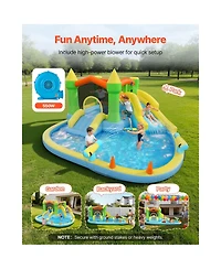 Hikeen 12.5 x 13.1 ft Inflatable Bounce House Water Slide with Basketball Hoop and Splash Pool