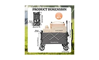 Mountaintop Portable 400L Collapsible Wagon,450LB Big Wheels, Large Capacity Foldable Cart for Camping, Sports, Garden, Baseball