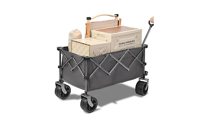 Mountaintop Portable 400L Collapsible Wagon,450LB Big Wheels, Large Capacity Foldable Cart for Camping, Sports, Garden, Baseball