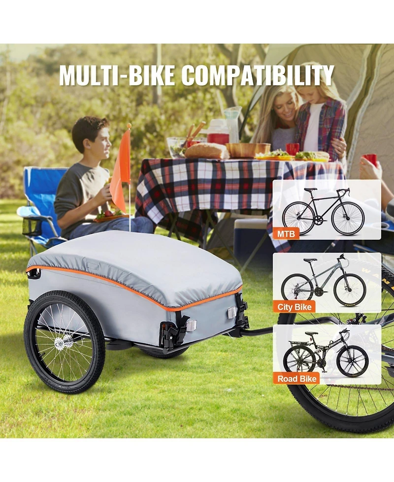 Mountaintop Bike Cargo Trailer, Load Capacity, Heavy-Duty Bicycle Wagon Cart, Foldable Compact Storage with Universal Hitch