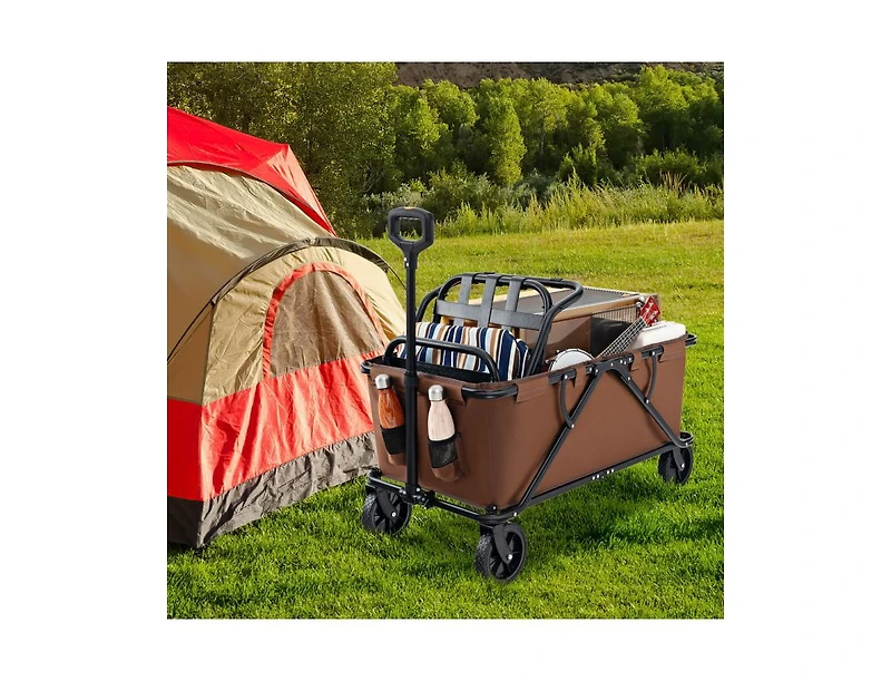 Mountaintop Collapsible Folding Wagon Cart with Adjustable Handlebar