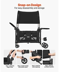 Mountaintop Wagon Stroller for 4 Kids, Adjustable Handle,5-Point Harness, Removable Canopy,330LBS, Camping
