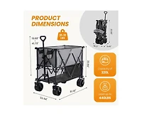 Mountaintop Collapsible Folding Wagon,Large Capacity Garden and Beach Cart with Multi-Terrain Brake Wheels, Outdoor Camping and Shopping