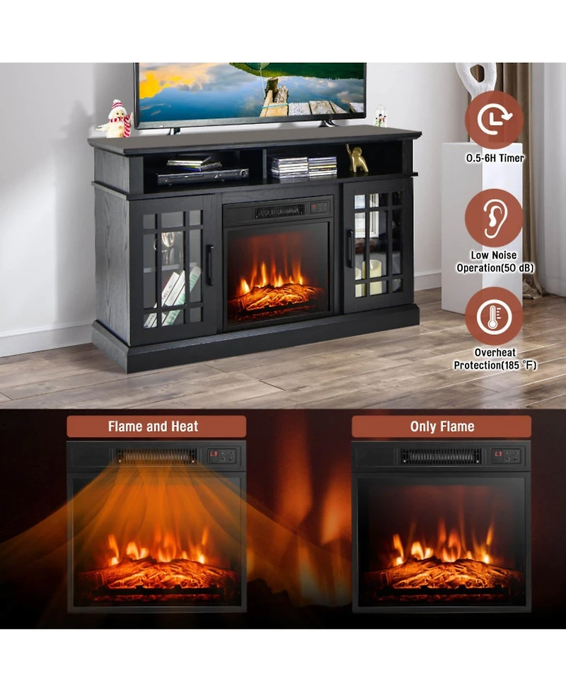 Gouun 48 in Electric Fireplace Tv Stand with Storage Cabinets for TVs up to 55 in