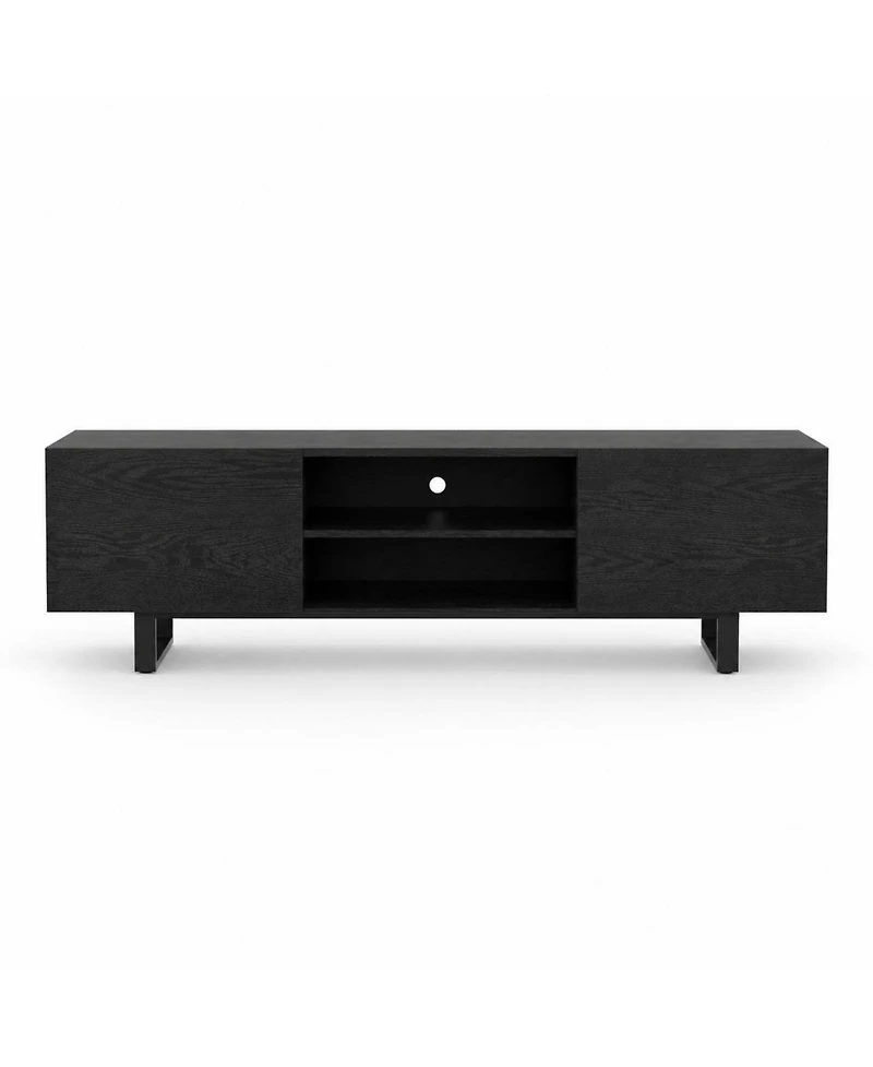 homfan 70" Modern Industrial Tv Stand for TVs up to 80", Heavy-Duty Wood and Metal Media Console with Drawers