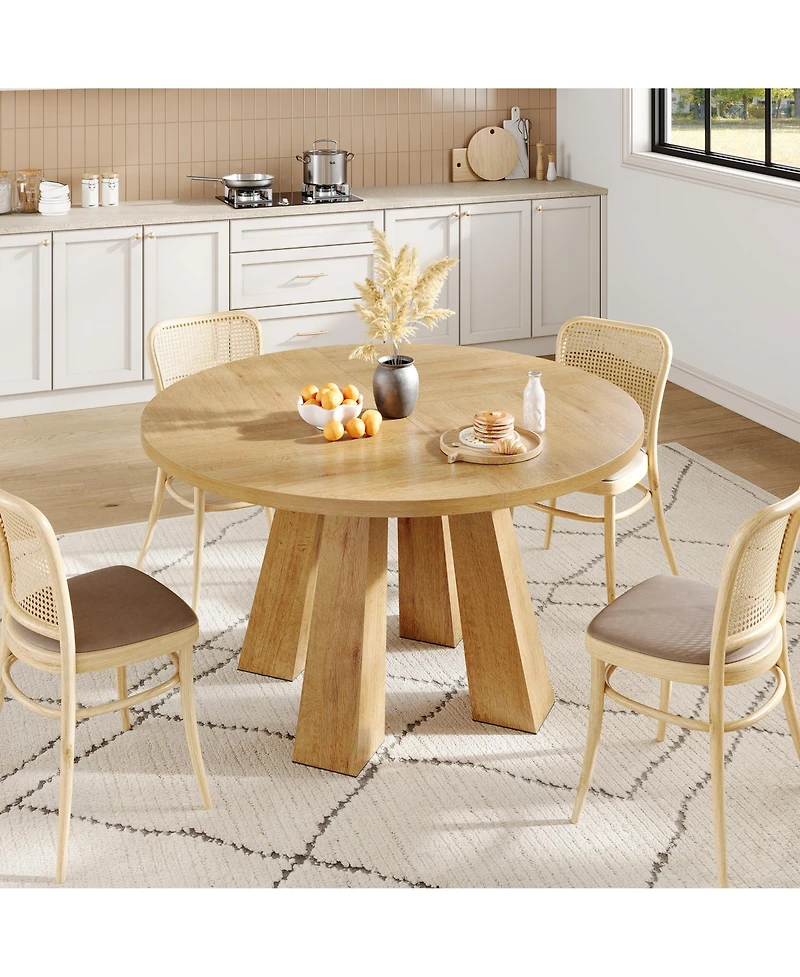 Gaomon Round Dining Room Table for 4-6, 47" Wood Kitchen with Sturdy Base, Farmhouse Circle Tables Living Room, Apartment